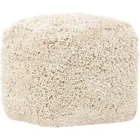 MUST Living Pouf Celeste aus Stoff, modern gepolstert, beige, quadratisch, bequem für Dein Zuhause
