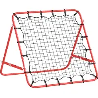 HOMCOM Fußball Rebounder Kickback Tor Rückprallwand Netz Metallrohr Rot+Schwarz