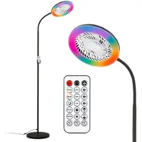 Briloner Standventilator mit Licht Fernbedienung Ø28x185cm 13,8W 1380lm 3000K-6500K Warmweiß bis Tageslichtweiß RGBIC Dimmbar Schwarz - Stehlampe Wohnzimmer Büro
