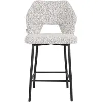 MUST Living Barstuhl Bloom, Bouclé Stoff modern gepolstert, hellgrau, Metallgestell schwarz, bequem für Dein Zuhause