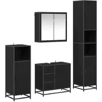 vidaXL Badezimmermöbel-Set 4 stk. Schwarz Eichen-Optik 65 x 33 x 60 cm