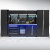 Datona Werkstatteinrichtung PREMIUM Edelstahl-Arbeitsplatte mit Kühlschrank - 354 cm