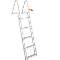 Vevor Dockleiter 5 abnehmbare Stufen 159 kg Tragkraft Pontonbootleiter aus Aluminiumlegierung mit ca. 10 cm breiter Stufe und Rutschfesten Pedalen zum Einsteigen in Schiffe/Seen/Schwimmbäder/Meere