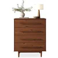 Idimex Kommode TECCA mit 4 Schubladen, Kastanie Finish – Schubladenschrank aus massivem Kiefernholz, skandinavisches Design mit Holzgriffen, Stauraummöbel für Schlafzimmer Wohnzimmer Flur Gästezimmer