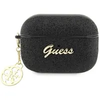 GUESS Guap2Glgshk Hülle Für Airpods Pro 2 Cover - Schwarzer Glitter Flake 4G Charm