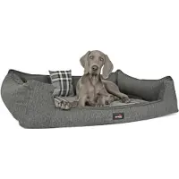 Tierlando Orthopädisches Hundebett SCOTCH VISCO 2-in-1-Bezug Webstoff Mélange kariert - Größe: 130x100cm | Farbe: 02 Graphit