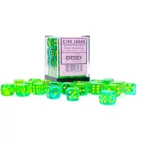 Chessex Gemini 12mm d6 Translucent Green-Teal/yellow Dice Block (36 dice)