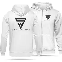 Stahlwerk Hoodie Kapuzenpullover Kapuzenpulli mit Reissverschluss Weiss Grösse XXXL