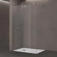 Doporro Luxus Duschwand für Dusche Duschabtrennung 130x200cm Walk-In Dusche 10mm ESG-Sicherheitsglas Klarglas inkl. Nanobeschichtung Bremen02K