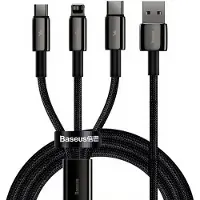 Baseus Tungsten Gold 3-in-1, 1,5 m, USB A, USB C/Micro USB A/Lightning, USB 2.0, 0,48 Gbit/s, Schwarz