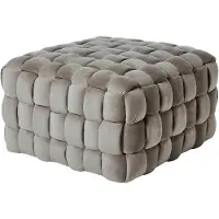 Jahnke Moderner Samt-Teppichhocker in Taupe, perfekt als Deko, zusätzliche Sitzgelegenheit und Couchtisch