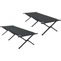 Syfax Klapp Schlafbett fürs Camping 2 pcs Schwarz 210 x 80 x 46 cm