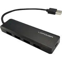 LC-Power LC-HUB-U3-4-V2, USB 3.2 Gen 1 (3.1 Gen 1) Type-A, USB 3.2 Gen 1 (3.1 Gen 1) Type-A, USB 3.2 Gen 1 (3.1 Gen 1) Type-C, 5 Mbit/s, Schwarz, 0,155 m, CE