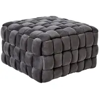 Jahnke Moderner, mit Samt bezogener, geflochtener Pouf WEB ART in Platingrau, perfekt als Deko, zusätzliche Sitzgelegenheit und Couchtisch
