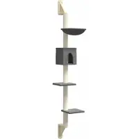 Syfax Kratzbaum mit Kratzsäule Wandmontage Dunkelgrau 187 cm