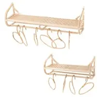 Amadeus Set 2 Garderoben und Kleiderbügel 100x25x30 - Beige Rectangle Bambus 100x25 cm