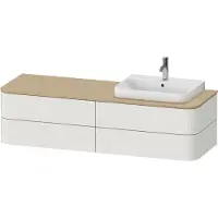 Duravit Happy D.2 Plus Konsolenwaschtischunterbau wandhängend, 1600x550 mm, 4 Schubkästen, für Möbelwaschtisch Position rechts, HP4963R3939, Farbe: Nordic Weiß Seidenmatt Lack