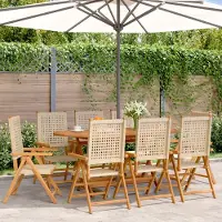 vidaXL "2024"cloris Gartenstuhl Verstellbar 8 Stk. Beige Poly Rattan Massivholz - Gartenstühle CHY63028656
