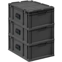 Proregal Supersparset 3x Eurobox Nextgen Portable HxBxT 23,5x40x60cm 44 Liter Schwarz Eurobehälter Transportbox Transportbehälter