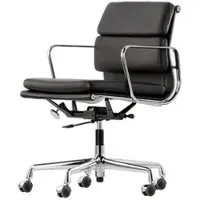 Vitra Bürodrehsessel Soft-Pad Leder Premium F schwarz, Designer Charles & Ray Eames, 58x81.5-92.5x57-65 cm