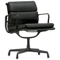 Vitra Besucherstuhl Soft-Pad Leder Premium F schwarz, Designer Charles & Ray Eames, 58x84.5x50 cm