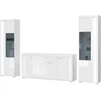 Inn.Furn Wohnwand "Sunroof" in weiß Hochglanz Wohnkombination 3-teilig mit Front-LED 332 x 202 cm