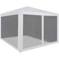vidaXL Partyzelt mit 10 Mesh-Seitenteilen Weiß 6x4 m HDPE