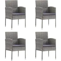 vidaXL Gartenstühle mit Kissen in Cremeweiß 2 Stk. Schwarz Polyrattan