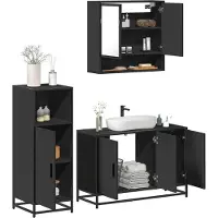 vidaXL 3-tlg. Badmöbel-Set Braun Eichen-Optik Holzwerkstoff