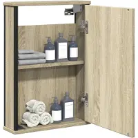 vidaXL Bad-Spiegelschrank Schwarz Eiche-Optik 42x12x60cm Holzwerkstoff