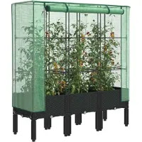 vidaXL Hochbeet mit Gewächshaus-Aufsatz Rattan-Optik 80x40x140 cm