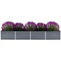 Markenlos Hochbeet aus verzinktem Stahl, 320 x 80 x 45 cm, grau