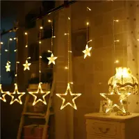 Izrielar LED Lichterkette Sterne Lichtervorhang 12 Sterne Lichterkette 8 Beleuchtungsmodi Innen Party Fenster Garten Hochzeit Weihnachten Deko, Warmweiß