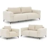 S-Style Möbel Cardea - Moderne Polstergarnitur 3+2+1 in Bubble-Optik aus weichem Hellbeige Strukturstoff mit hohem Sitzkomfort