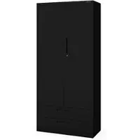 Jan Nowak Metallschrank mit Doppel-Schublade MEGAN 195x90x40cm Schwarz Büroschrank Aktenschrank Stahlschrank Werkstattschrank