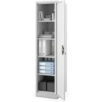 Jan Nowak Aktenschrank abschließbar ALEX 5 Ebenen verstellbar Flügeltüren Metallschrank Werkstatt Büroschrank aus Stahl Werkzeugschrank 185x45x60cm Grau