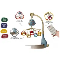 Halay Muziekmobiel blau mit Fernbedienung, Timer, LED-Licht und individuell einstellbarer Musik für Babys