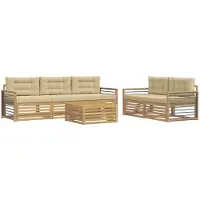 Syfax Outdoor-Sofagarnitur 6 pcs Weiß und Beige