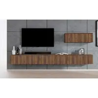 AX Living Lowboard TV modern Loriano Wohnwand 300 cm Nussbaum Warmia