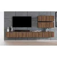 AX Living Lowboard TV modern Loriano Wohnwand 300 cm hängend Nussbaum Warmia