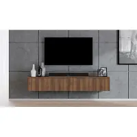 AX Living TV Board Loriano 200 cm – Hängendes Lowboard Nussbaum Warmia