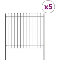 vidaXL Gartenzaun WOERDEN 5 stk. 8,5 x 1,5 m Pulverbeschichteter Stahl