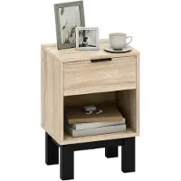 HOMCOM NACHTTISCH Spanplatte Eiche