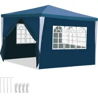 Izrielar Pavillon Partyzelt mit Seitenwänden, Reißverschlusstür & Fenstern, UV-geschützt, 3x3m Blau