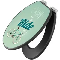 Banjado Anthrazit Toilettendeckel Mit Absenkautomatik WC-Sitz Soft Close Hygienischer Klodeckel MDF Mit Motiv I Want To Ride My Bike