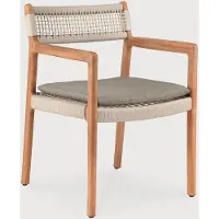 Ethnicraft Jack Woven Outdoor-Armlehnenstuhl Teak/Kordel Beige
