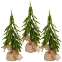 Creativ Green künstliche Pflanze Tanne im Jutesack, 45cm, grün, 3er Set