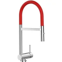 VIZIO Wasserhahn Vorfenster Küchenarmatur Umklappbar 6 CM mit 360° Schwenkbarem Auslauf Abnehmbare 2 Strahl Handbrause Verchromt Rot