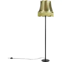 QAZQA Retro Stehlampe Schwarz mit Granny Schirm Grün 45 cm Simplo