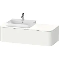 Duravit Happy D.2 Plus Konsolenwaschtischunterbau wandhängend, 1300x550 mm, 1 Auszug, für Aufsatzbecken Position links, HP4942L3636, Farbe: Weiß Seidenmatt Lack